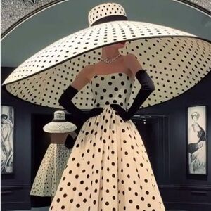 Elegant Polka Dot Hat and Dress Set